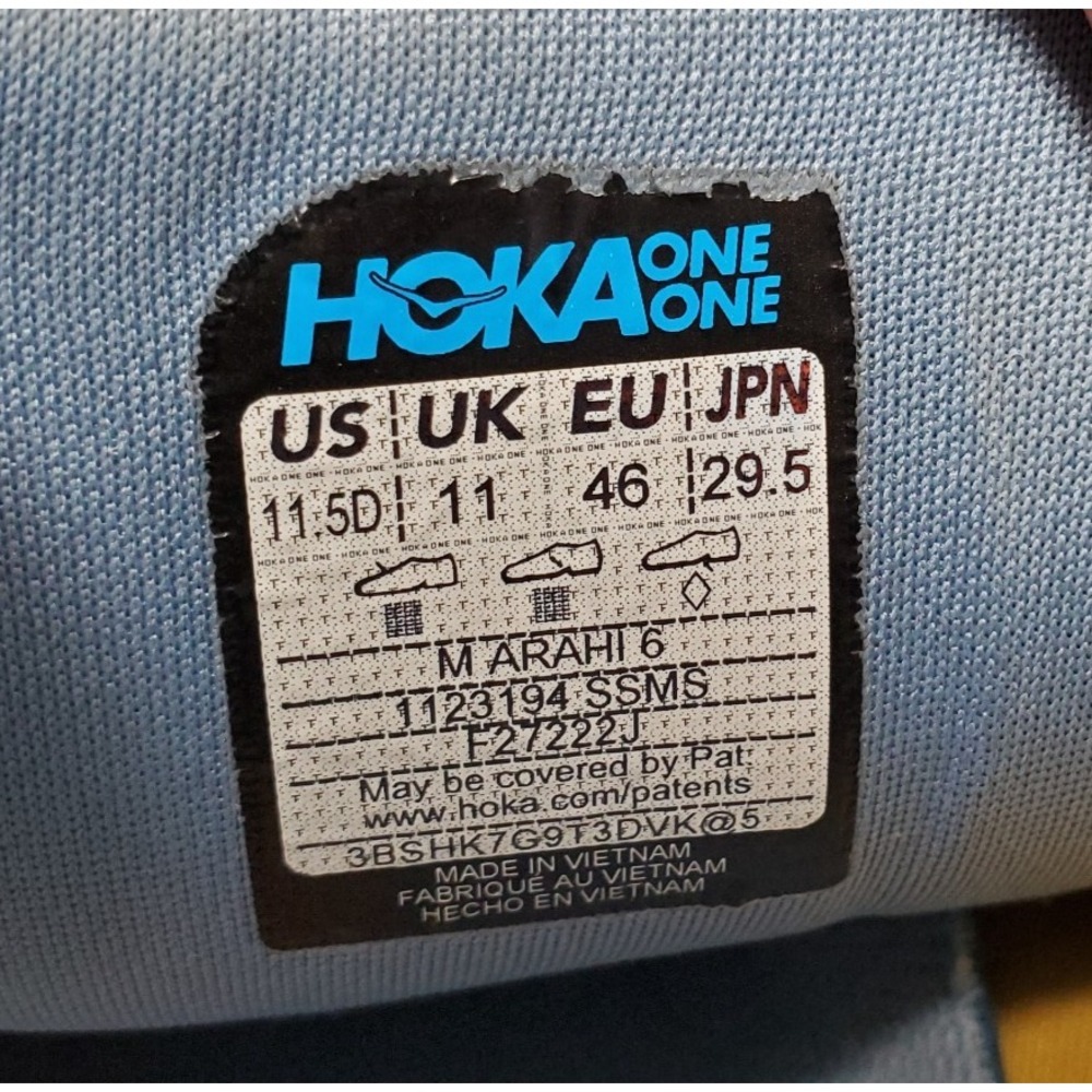 Hoka One One Arahi 6 Running Shoes Mens 11.5 D Blue Athletic Comfort Sneaker - Picture 15 of 16